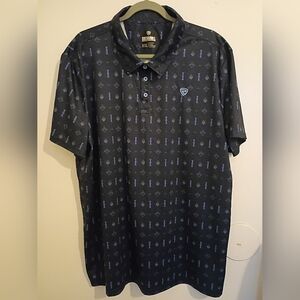 Rock & Roll Premium Black and Blue Polo Shirt Sz XXL